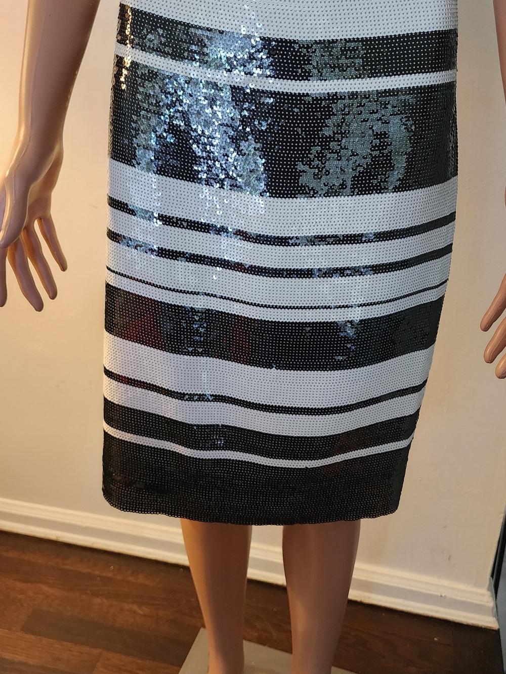 kate spade Black and White Striped Sequin Pencil Skirt